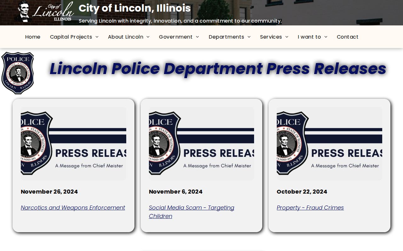 Lincoln Police press releases for city arrest and public-safety records