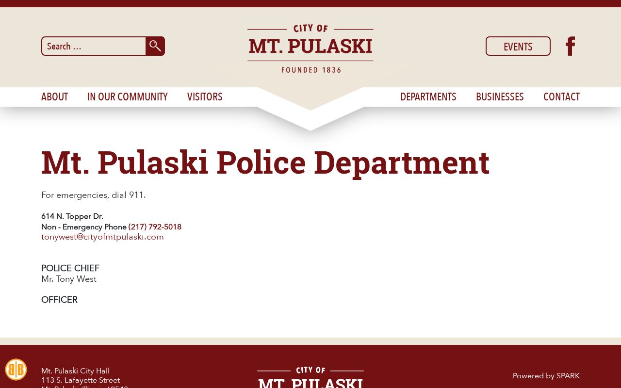 Mount Pulaski Police Department source for Mount Pulaski arrest records