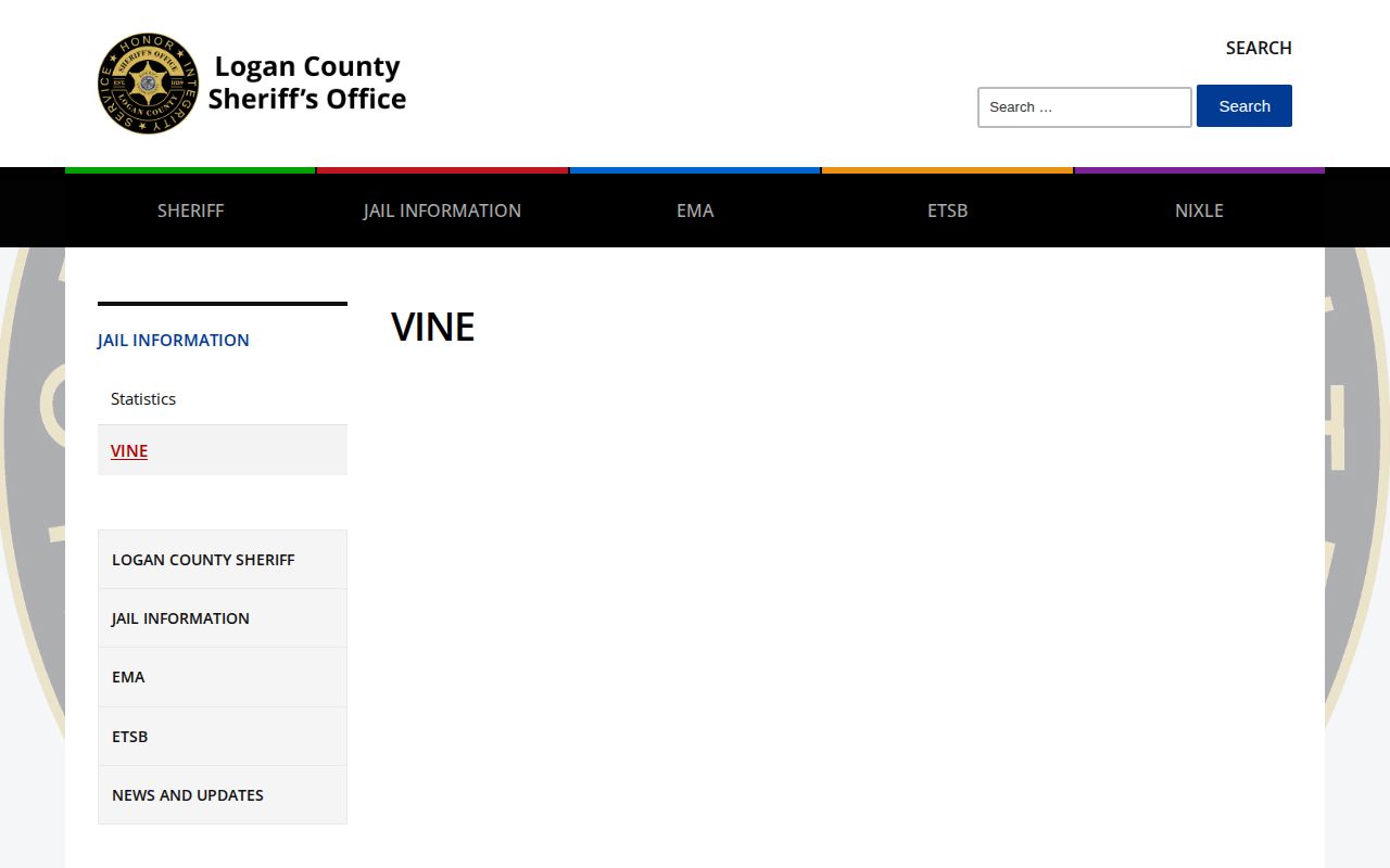 Logan County VINE information page for current custody records